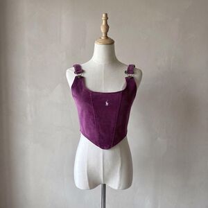 Polo Ralph Lauren Corduroy Lace-Back Bustier in Damson Plum | XS